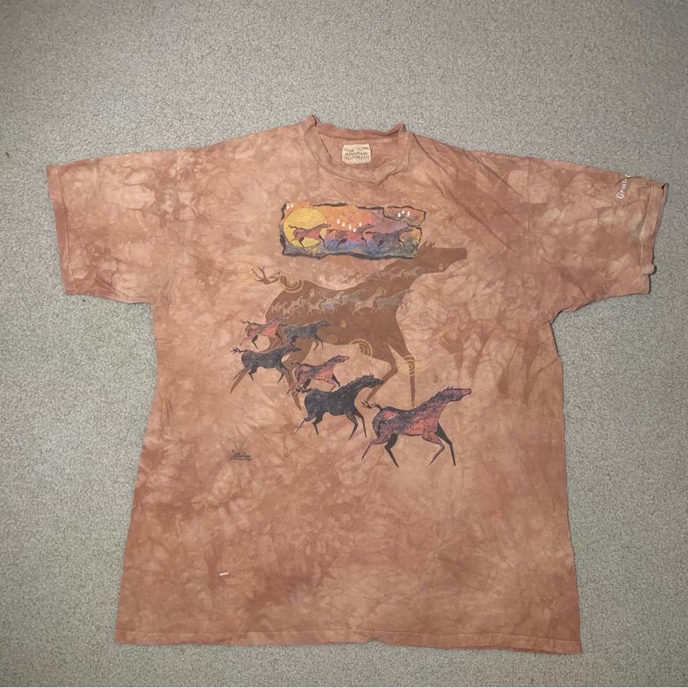 Vintage 1999 The Mountain Grand Canyon Ginny Hogan Horse Art AOP T-Shirt Men 2XL